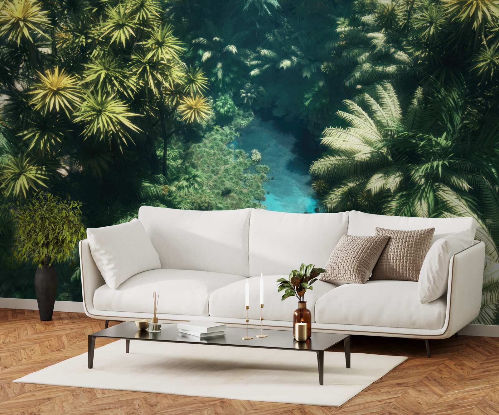 Фотошпалери панорамний вид на листя і водну гладь зверху