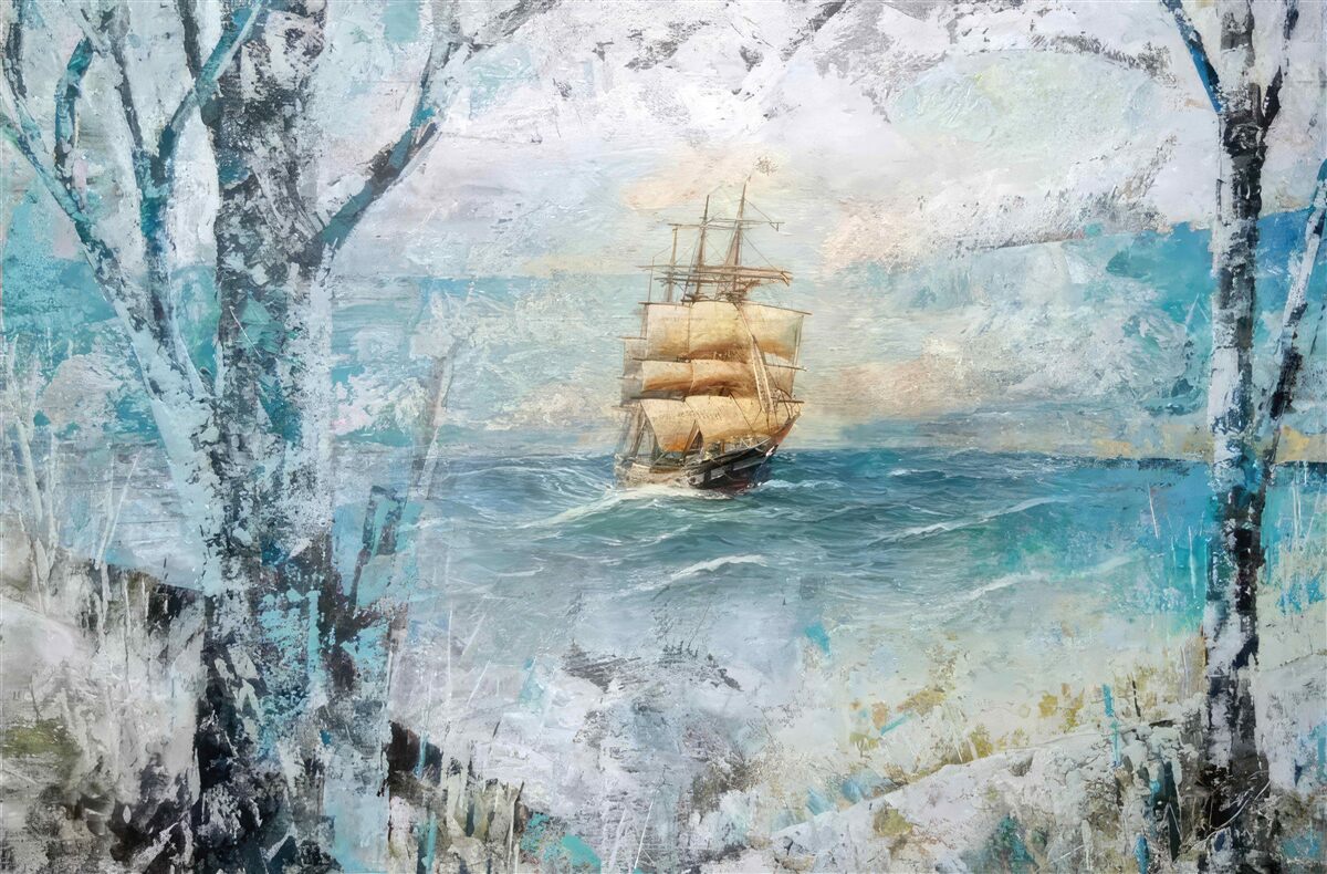 Фотошпалери зображення корабля під вітрилами в океані