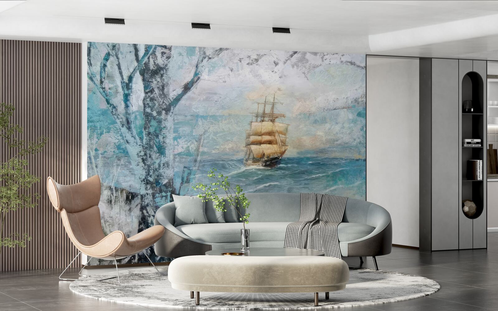 Фотошпалери зображення корабля під вітрилами в океані