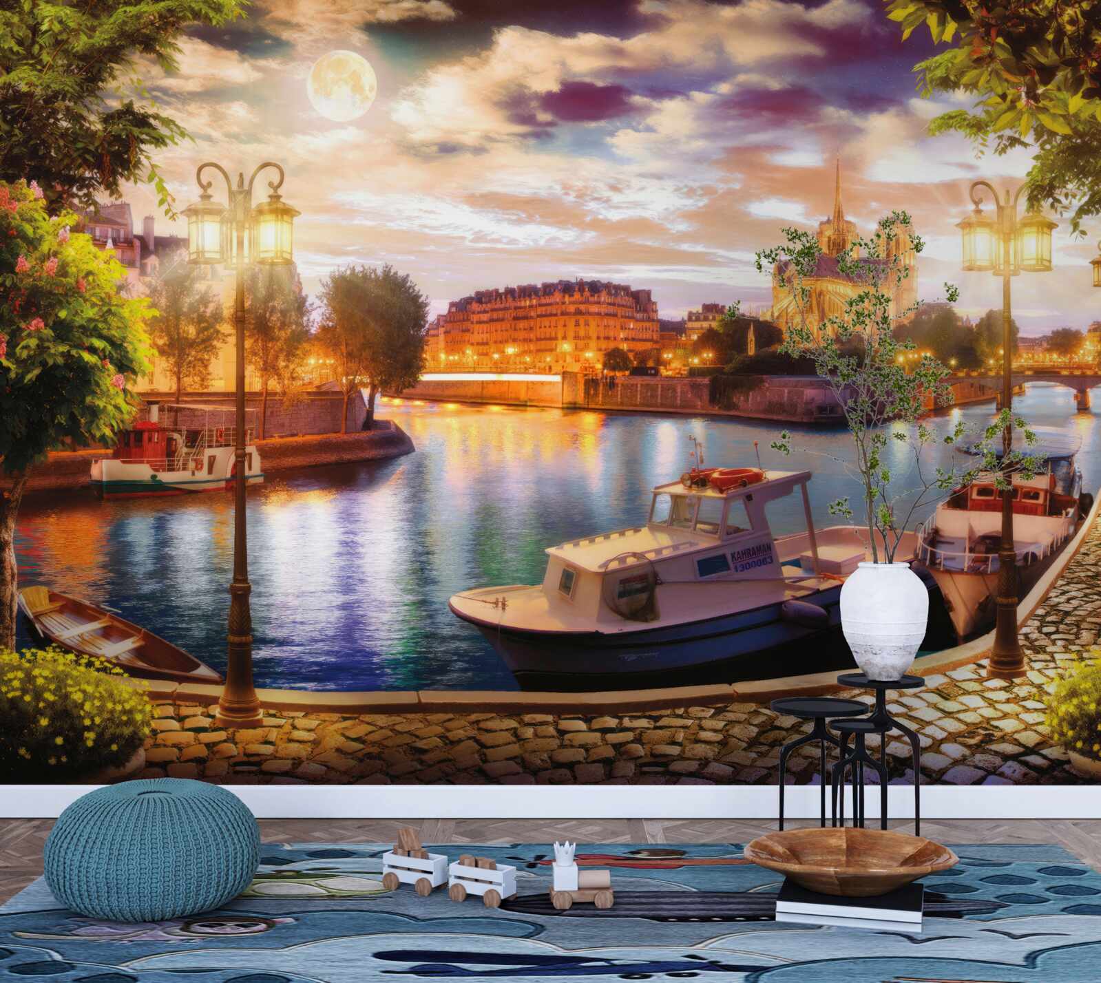 Фотошпалери яхт, пришвартованих у міській гавані