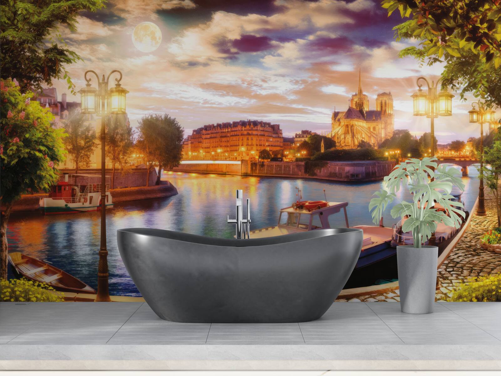 Фотошпалери яхт, пришвартованих у міській гавані