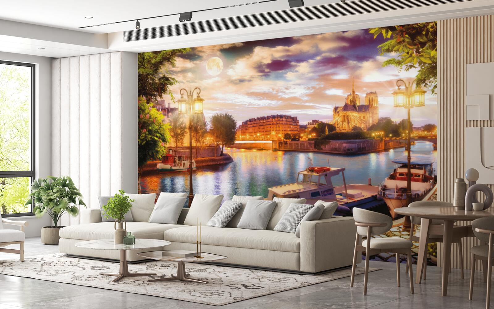 Фотошпалери яхт, пришвартованих у міській гавані