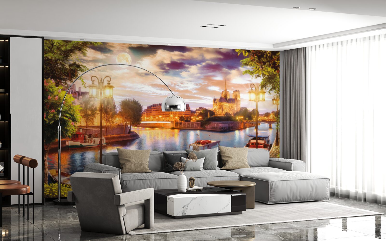 Фотошпалери яхт, пришвартованих у міській гавані