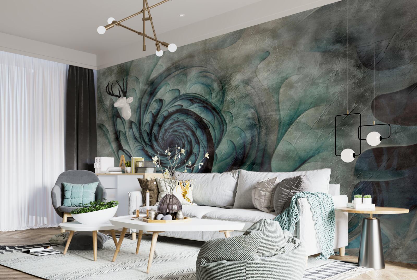 Фотошпалери мазки пензля, що створюють образ квітки