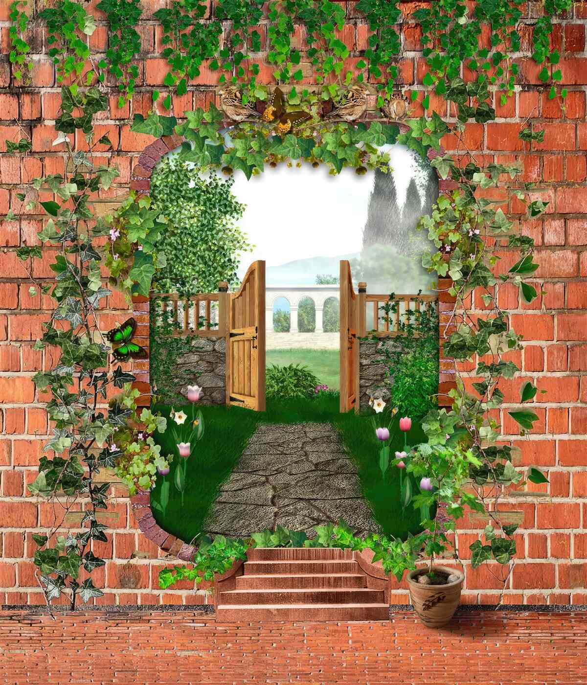 Фотошпалери отвір у стіні, що відкриває шлях до таємного світу