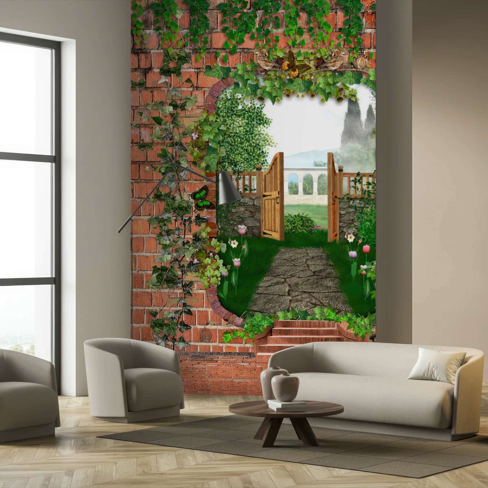 Фотошпалери отвір у стіні, що відкриває шлях до таємного світу