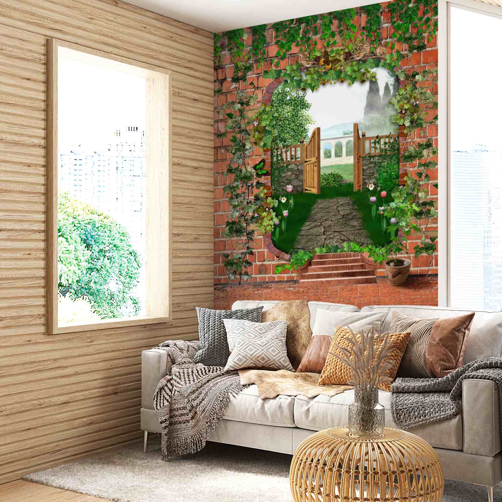 Фотошпалери отвір у стіні, що відкриває шлях до таємного світу