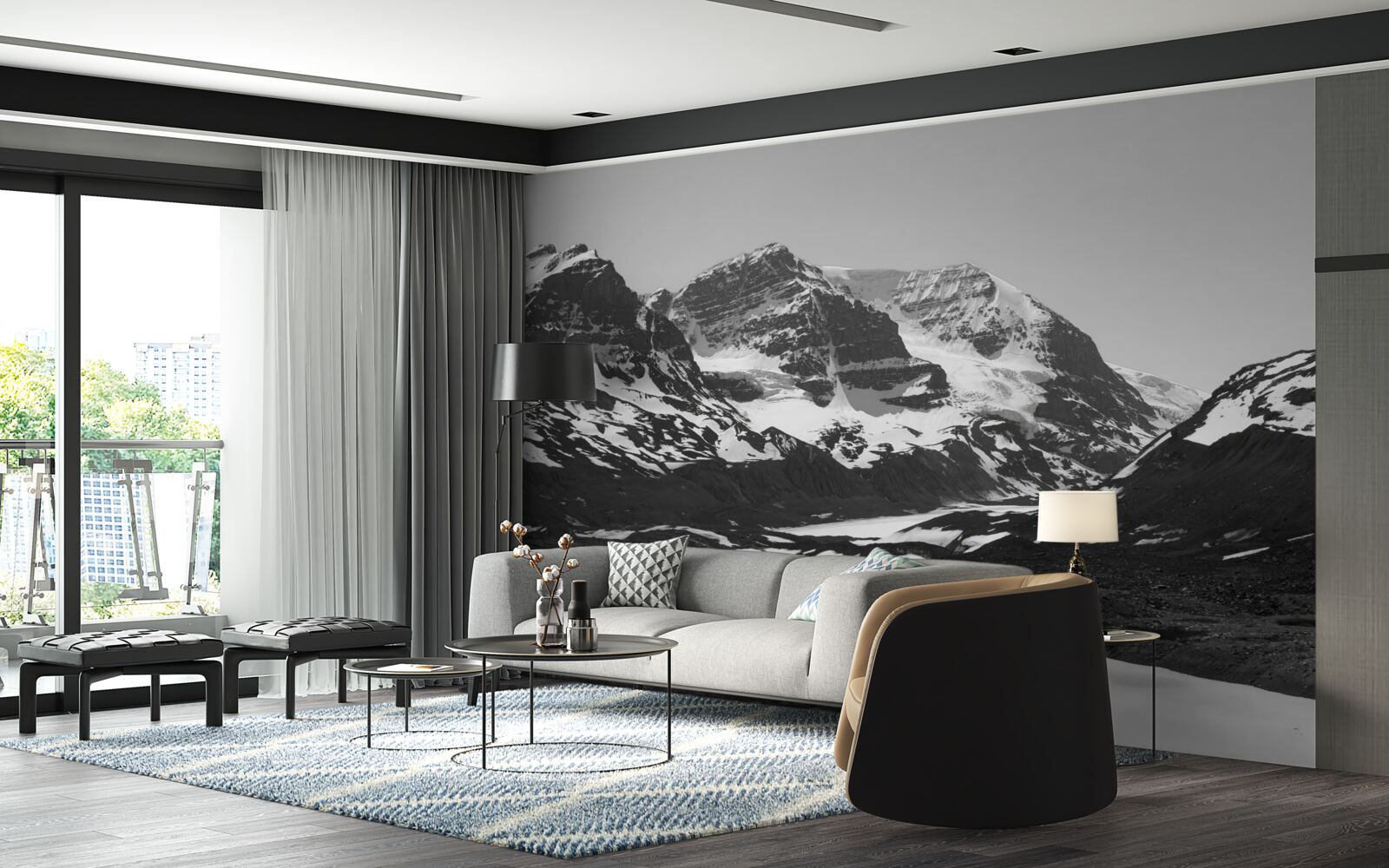 Фотошпалери чорно-біле зображення гір