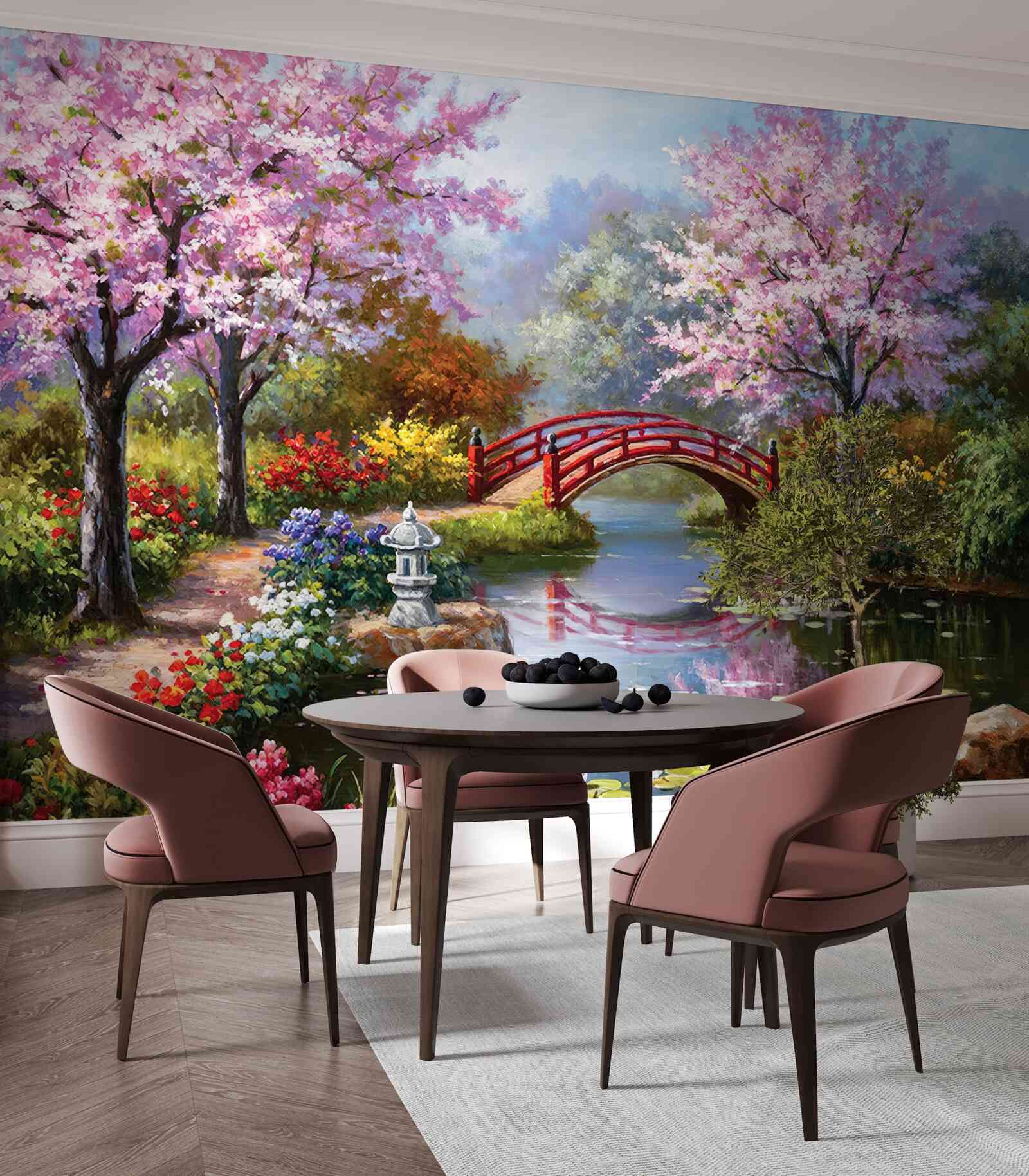 Фотошпалери квітучий сад у китайському стилі