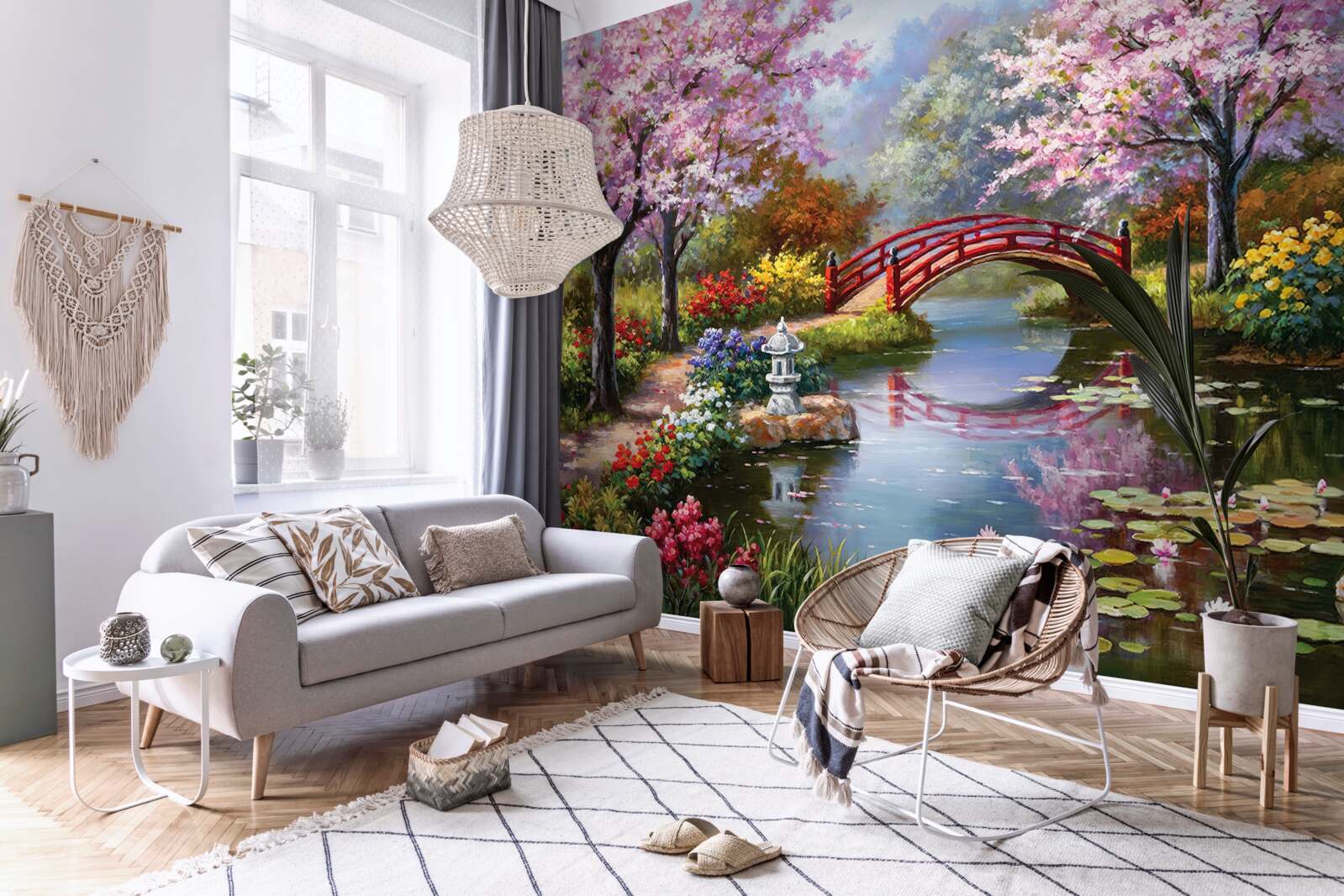 Фотошпалери квітучий сад у китайському стилі