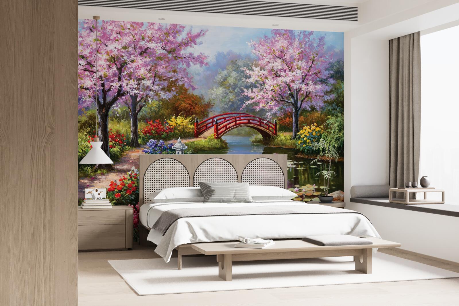 Фотошпалери квітучий сад у китайському стилі