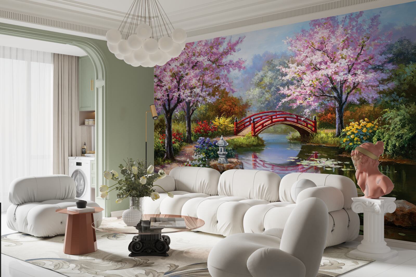 Фотошпалери квітучий сад у китайському стилі