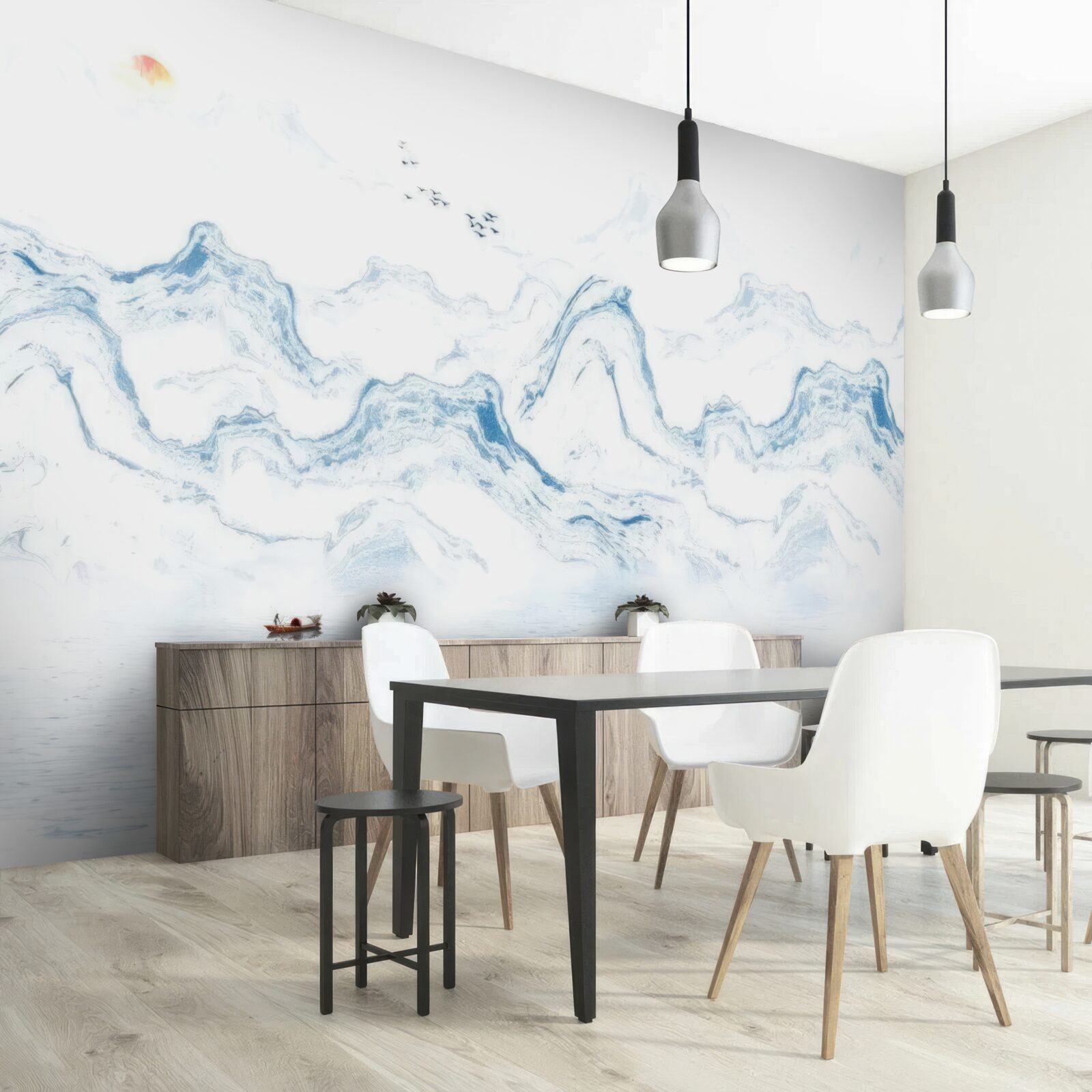 Фотошпалери вигнуті сині лінії