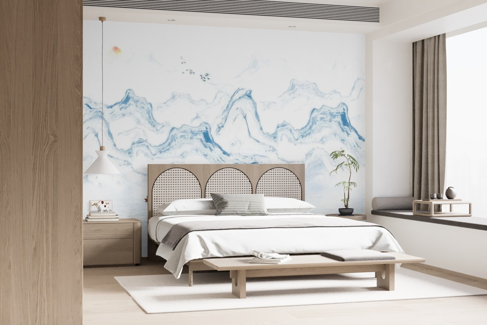 Фотошпалери вигнуті сині лінії