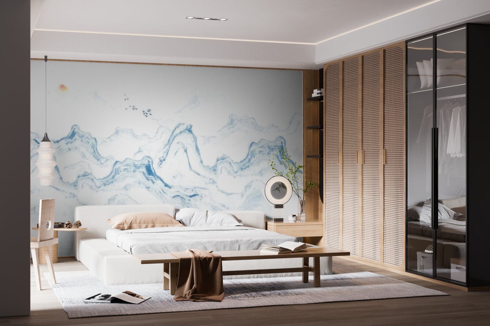 Фотошпалери вигнуті сині лінії