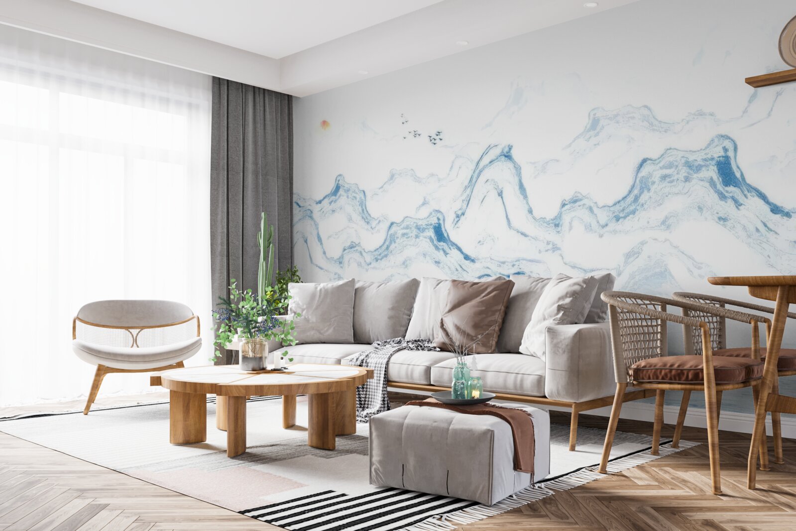 Фотошпалери вигнуті сині лінії