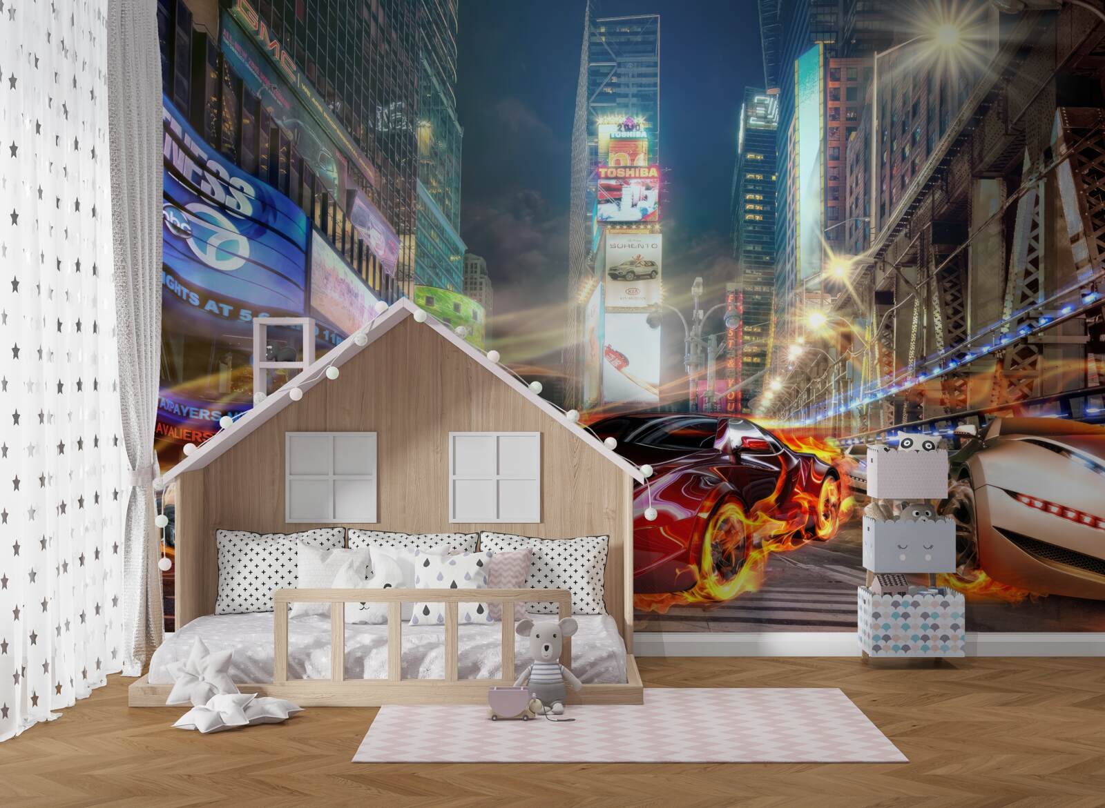 Фотошпалери спортивні автомобілі на вулицях міста