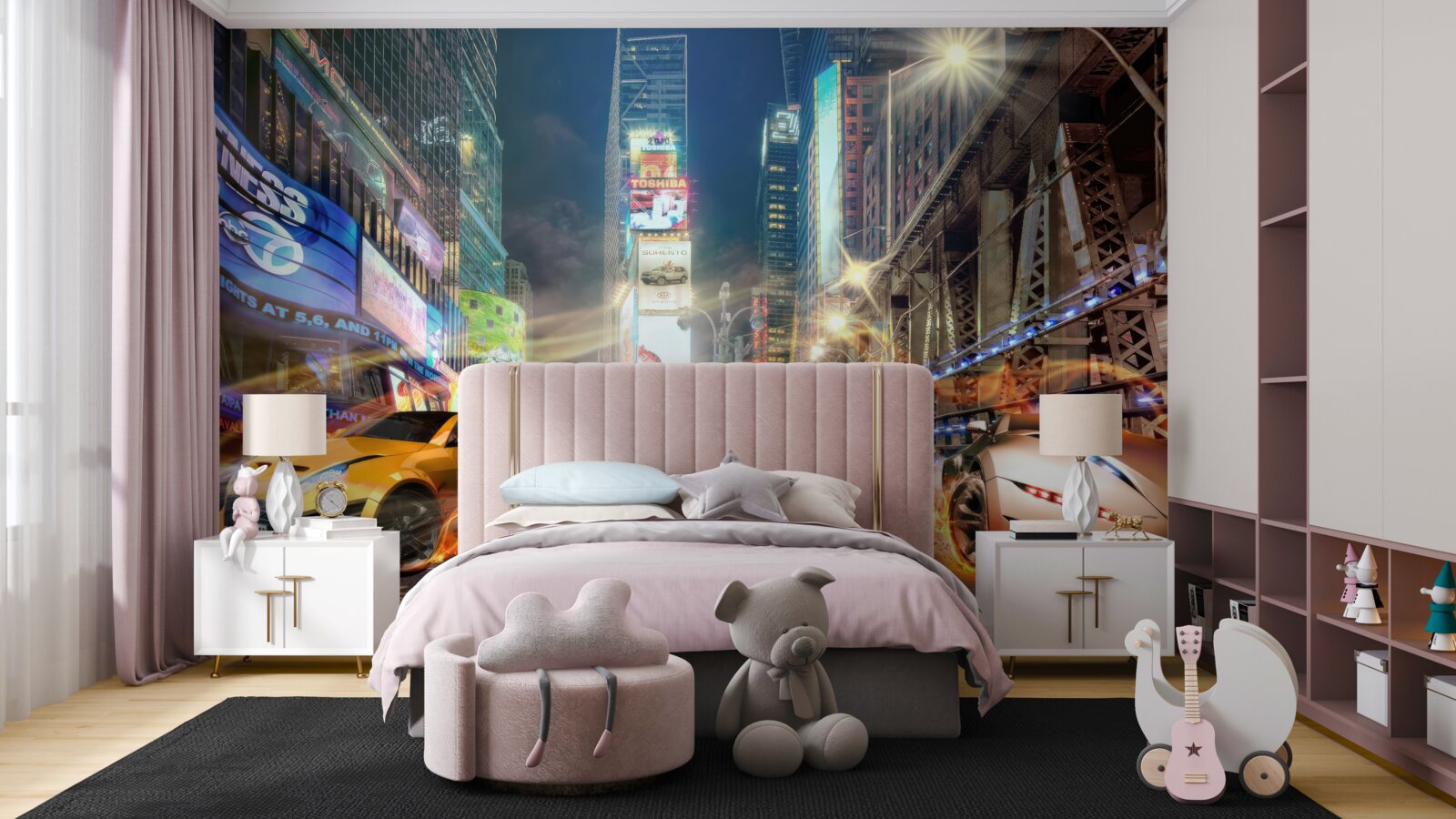 Фотошпалери спортивні автомобілі на вулицях міста