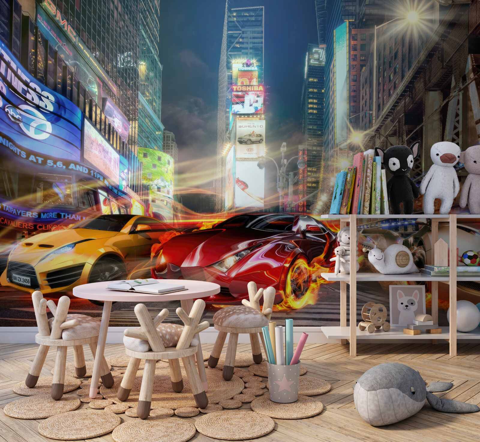 Фотошпалери спортивні автомобілі на вулицях міста