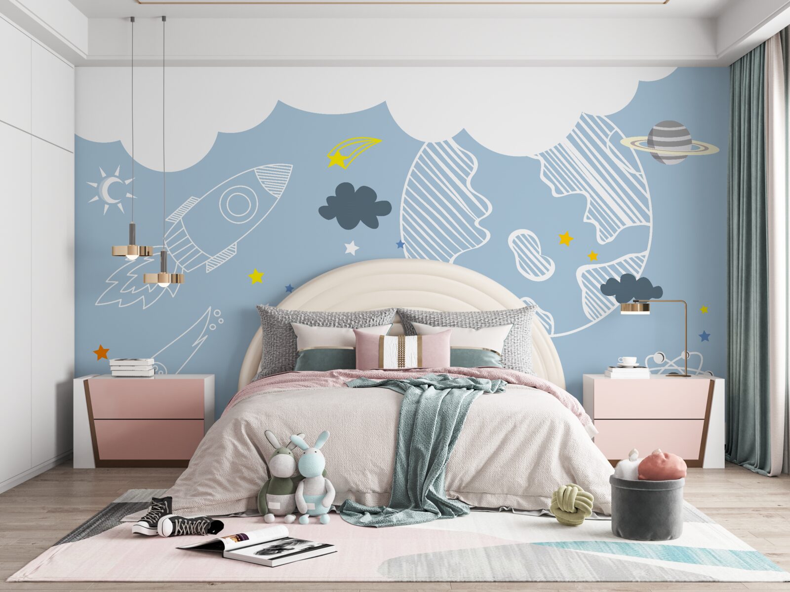 Фотошпалери зображення космосу на синьому тлі