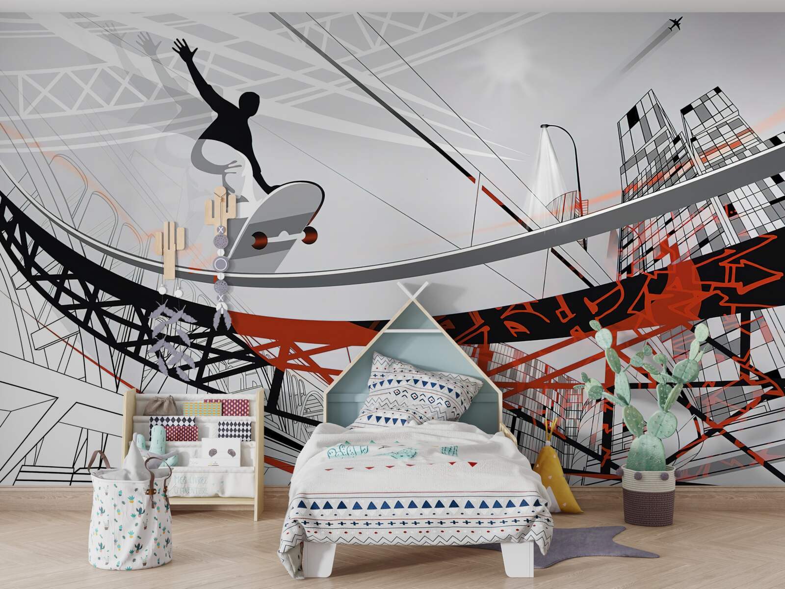 Фотошпалери молодий чоловік катається на скейтборді