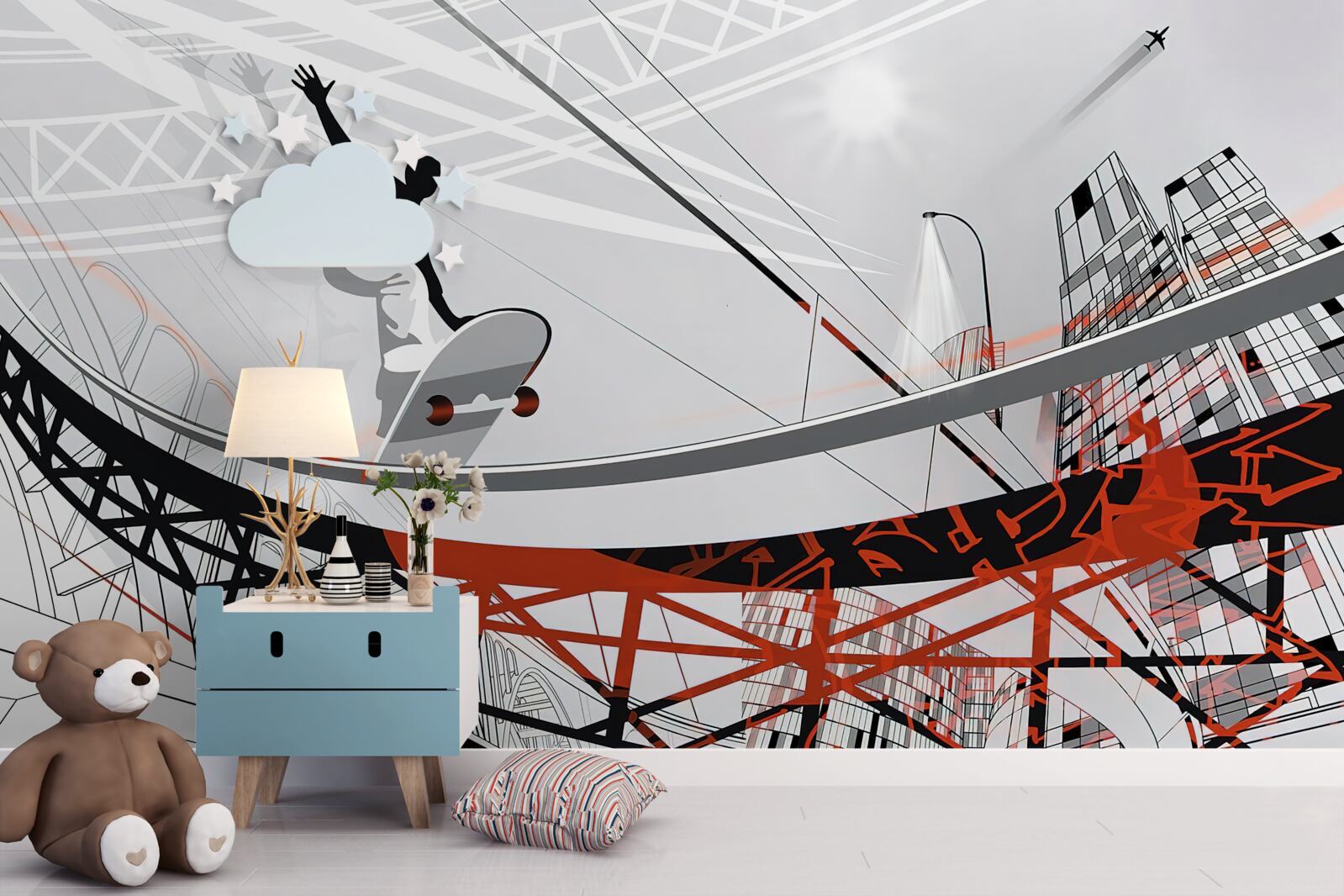 Фотошпалери молодий чоловік катається на скейтборді