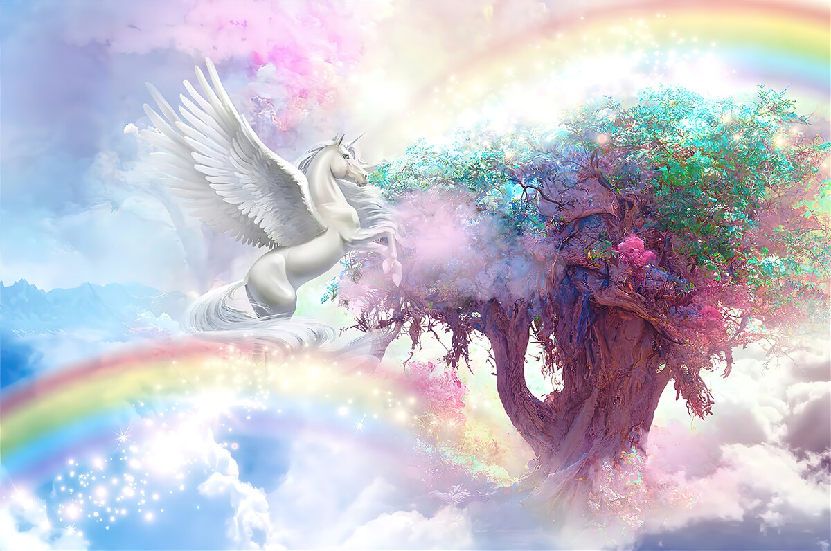 Фотошпалери пегас злітає на дерево