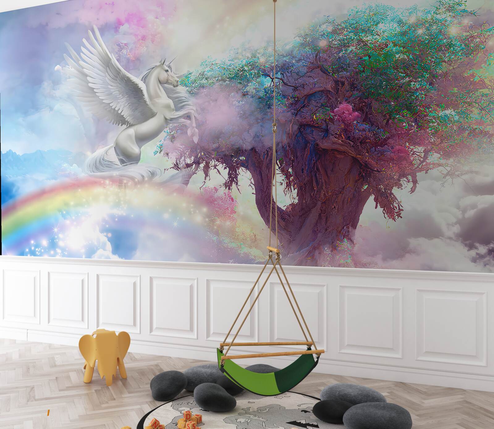 Фотошпалери пегас злітає на дерево