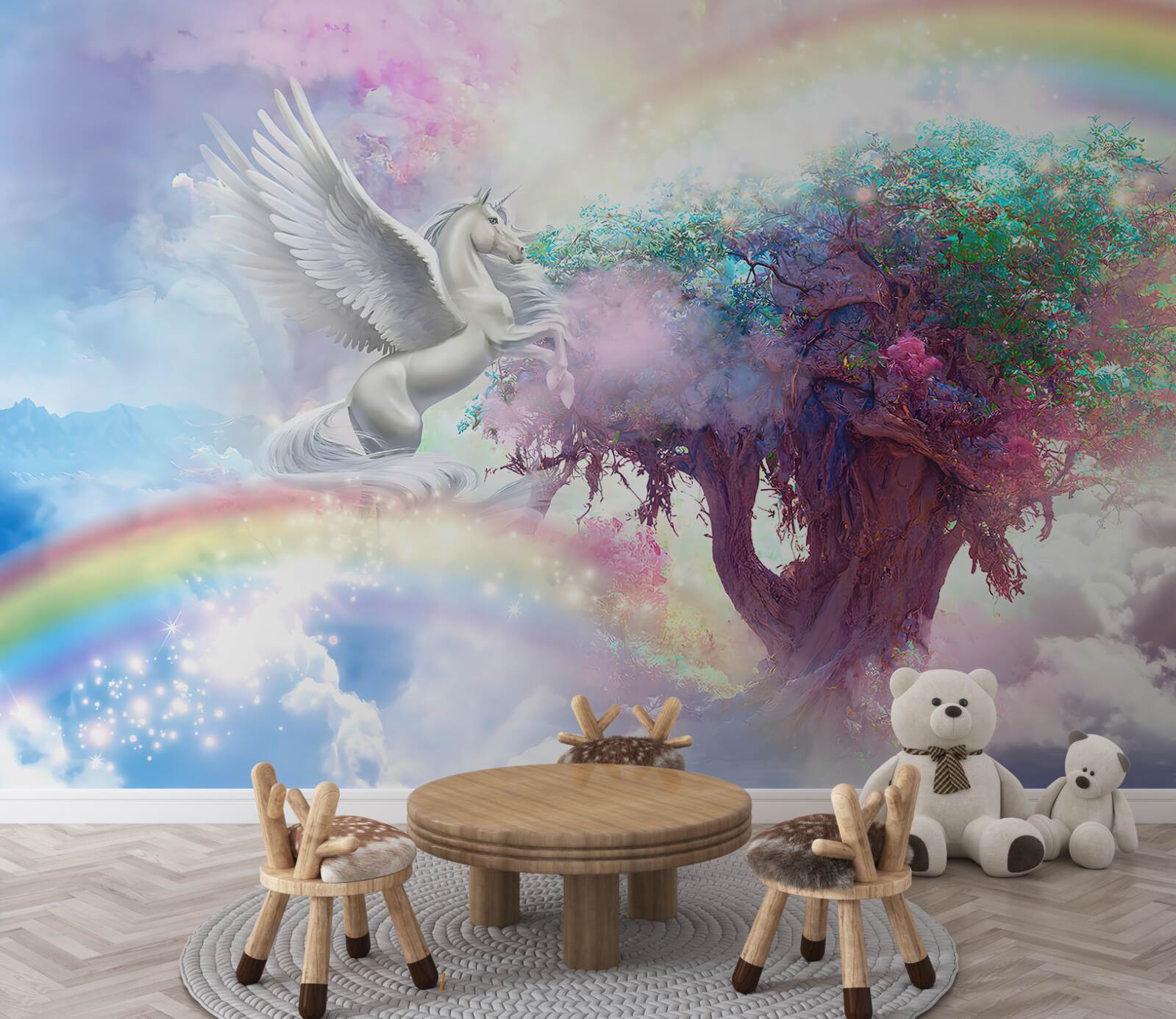 Фотошпалери пегас злітає на дерево