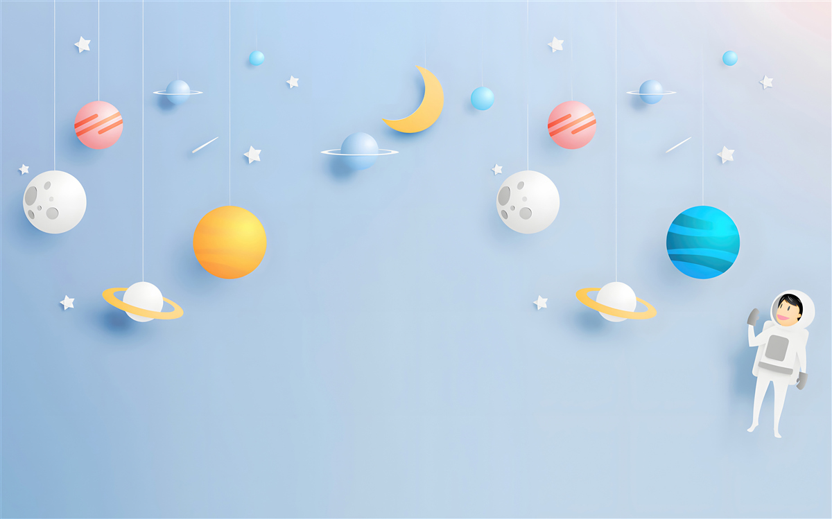 Фотошпалери астронавт в оточенні планет