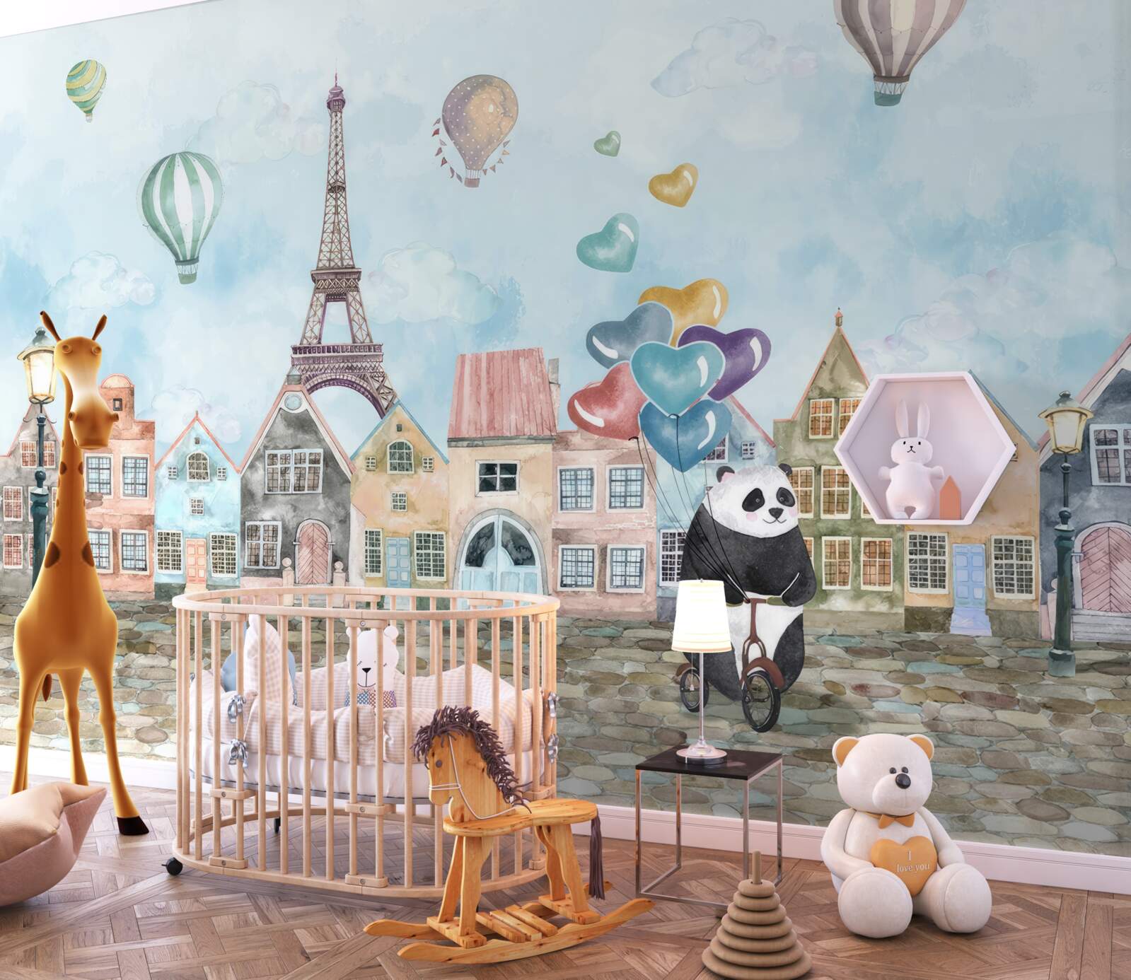 Фотошпалери Панда їде на велосипеді по Парижу