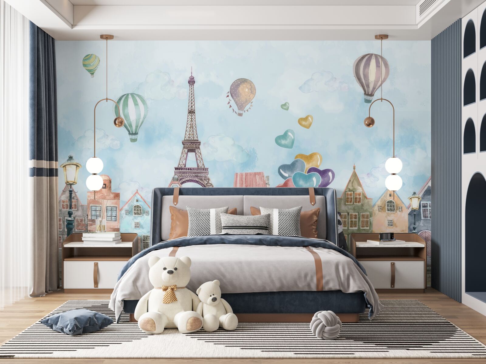 Фотошпалери Панда їде на велосипеді по Парижу