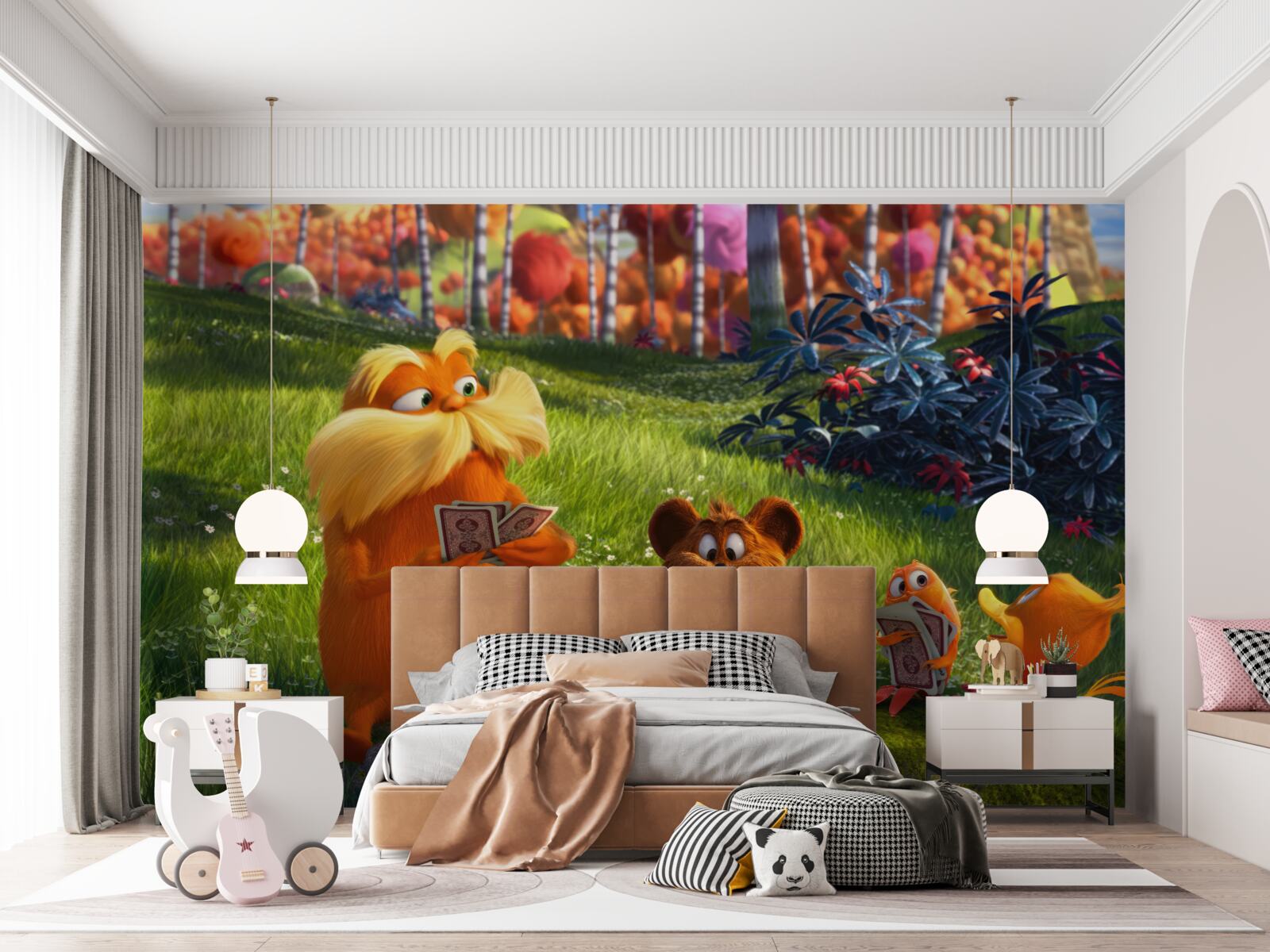 Фотошпалери на лісовій галявині тварини захоплено грають у карти