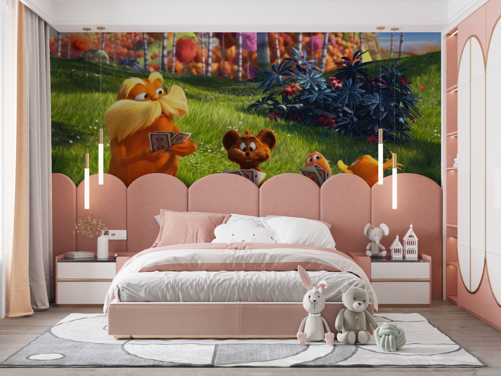 Фотошпалери на лісовій галявині тварини захоплено грають у карти