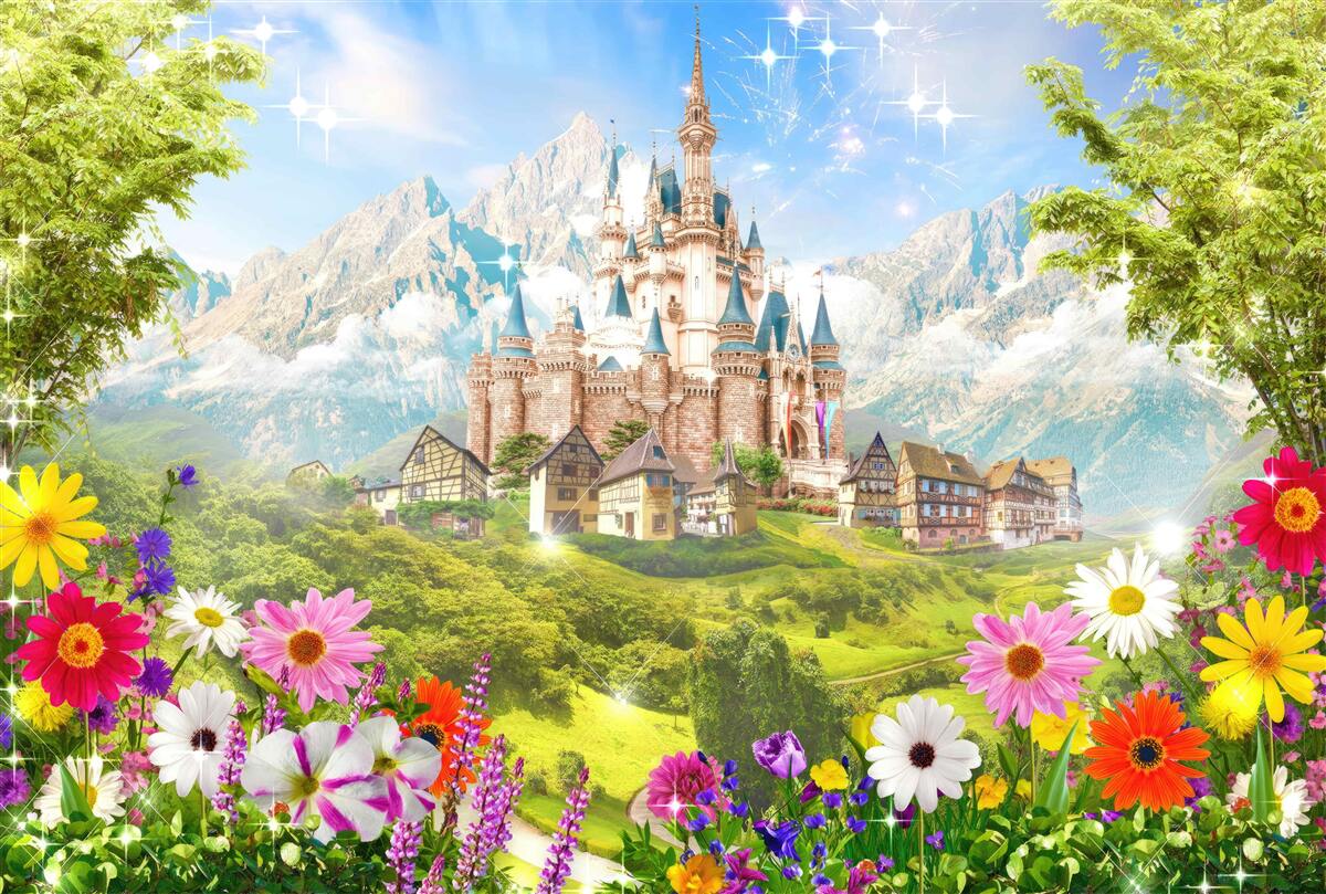 Фотошпалери чарівна фортеця серед гірських вершин