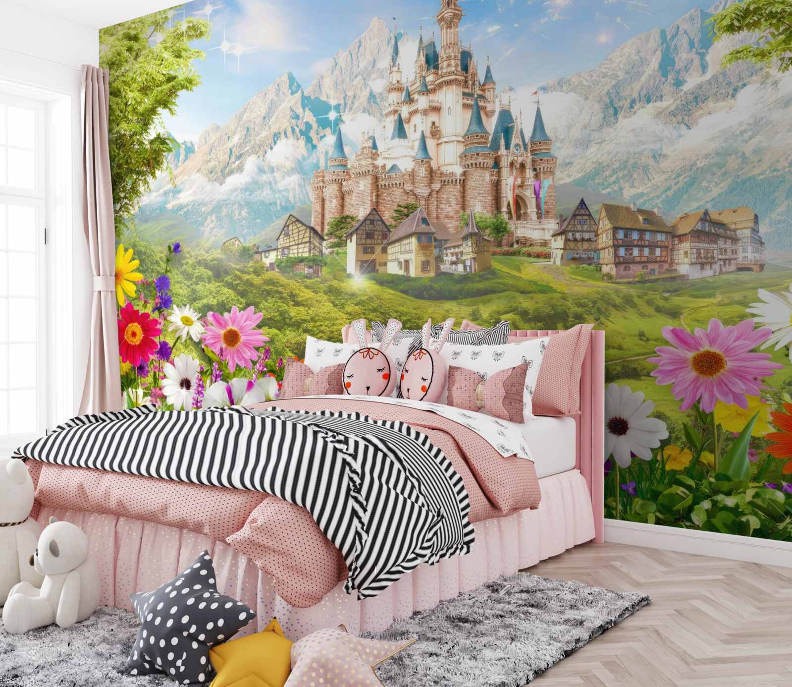 Фотошпалери чарівна фортеця серед гірських вершин