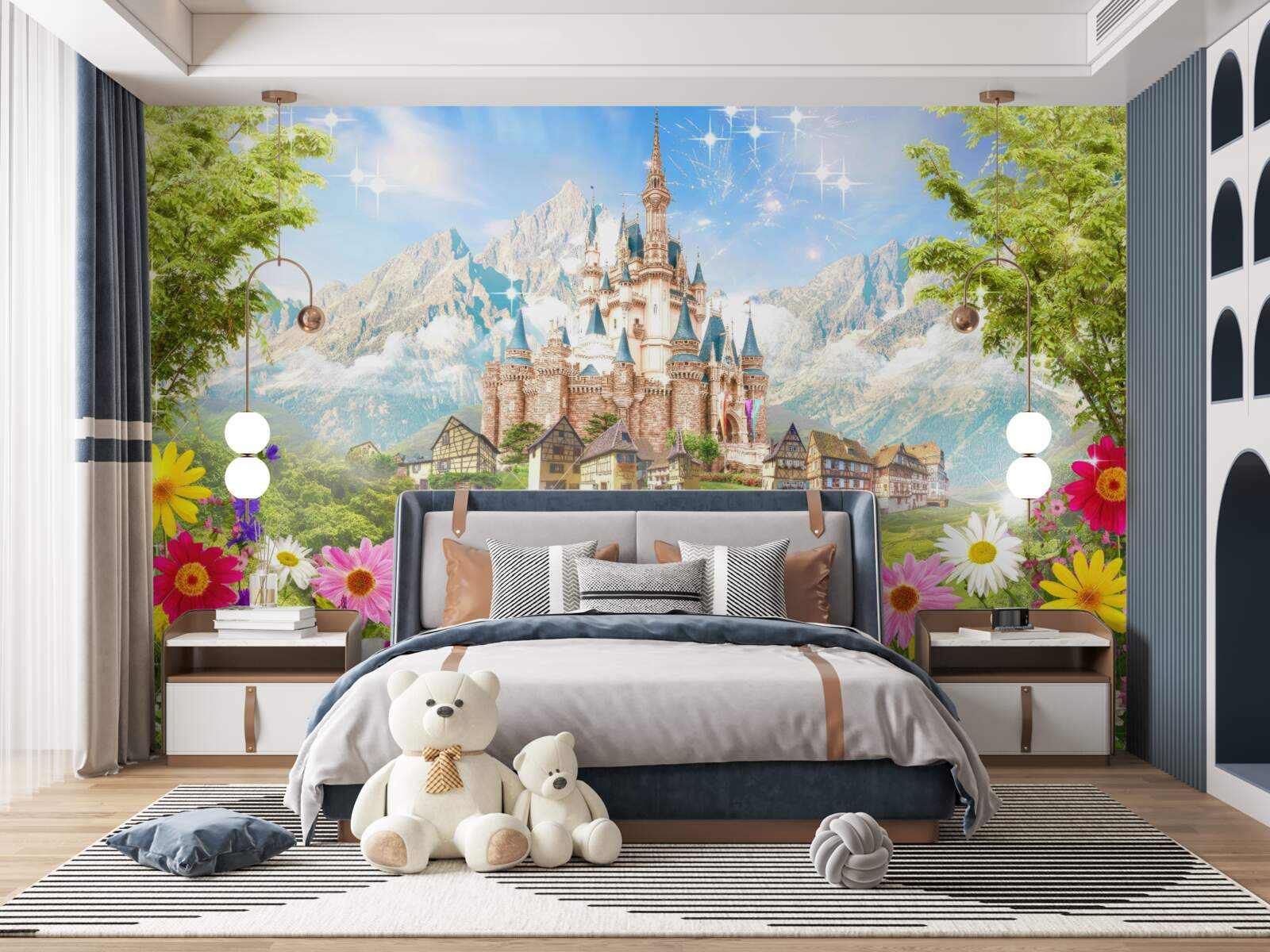 Фотошпалери чарівна фортеця серед гірських вершин