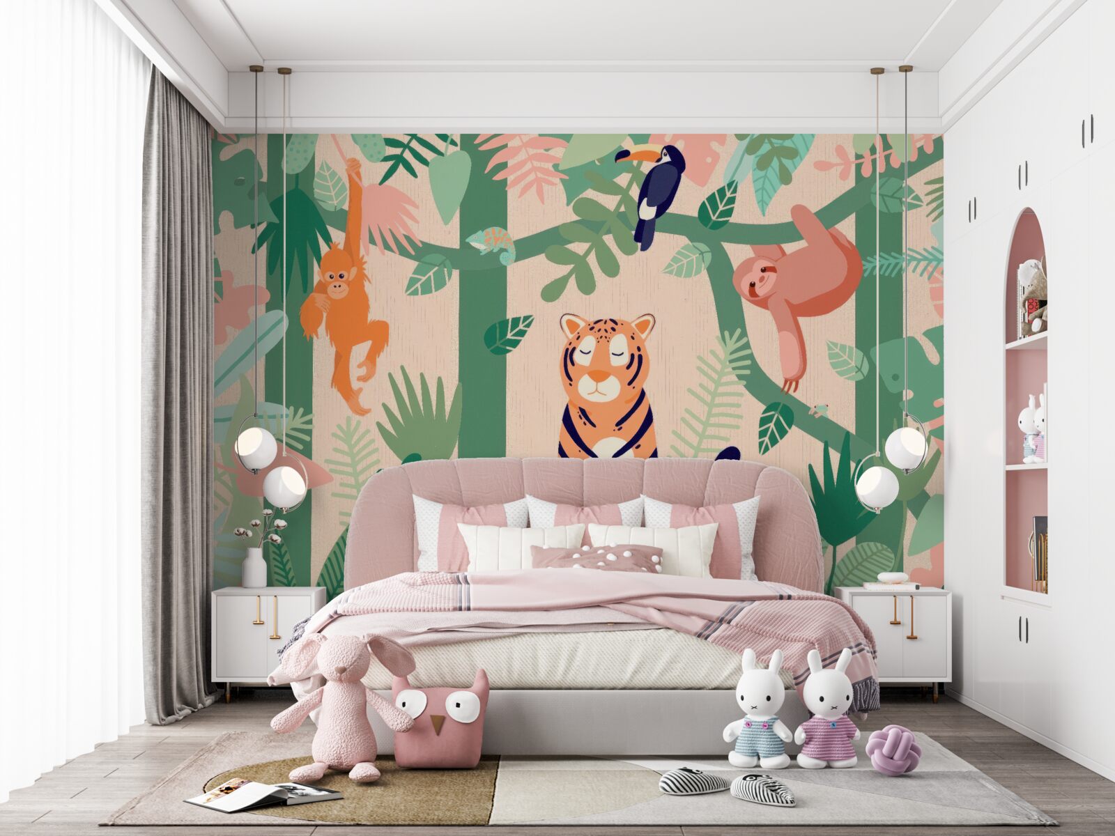 Фотошпалери тварини граються в джунглях