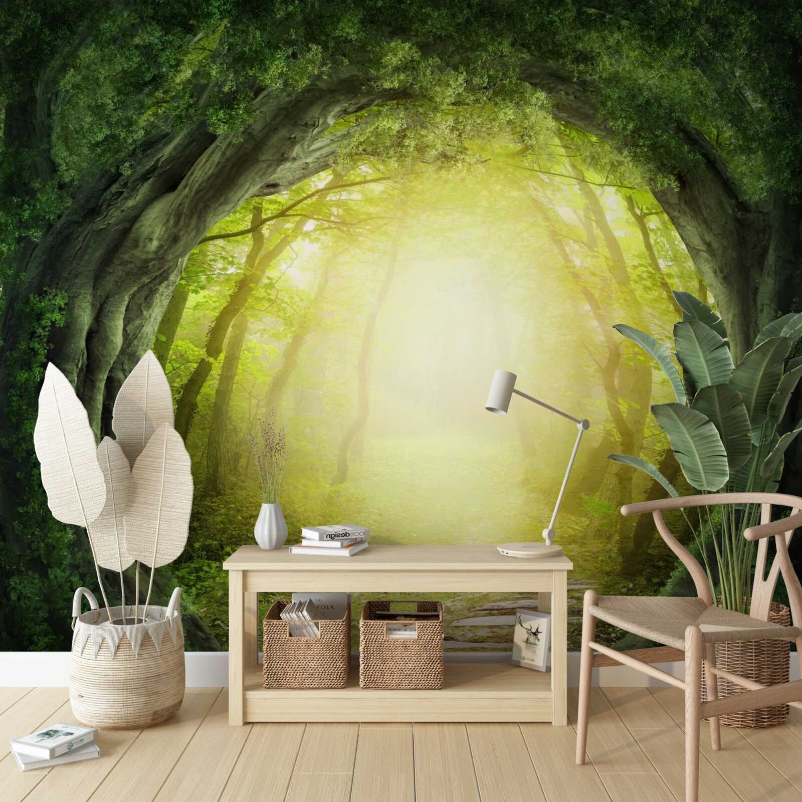 Фотошпалери пейзаж із зеленим лісом