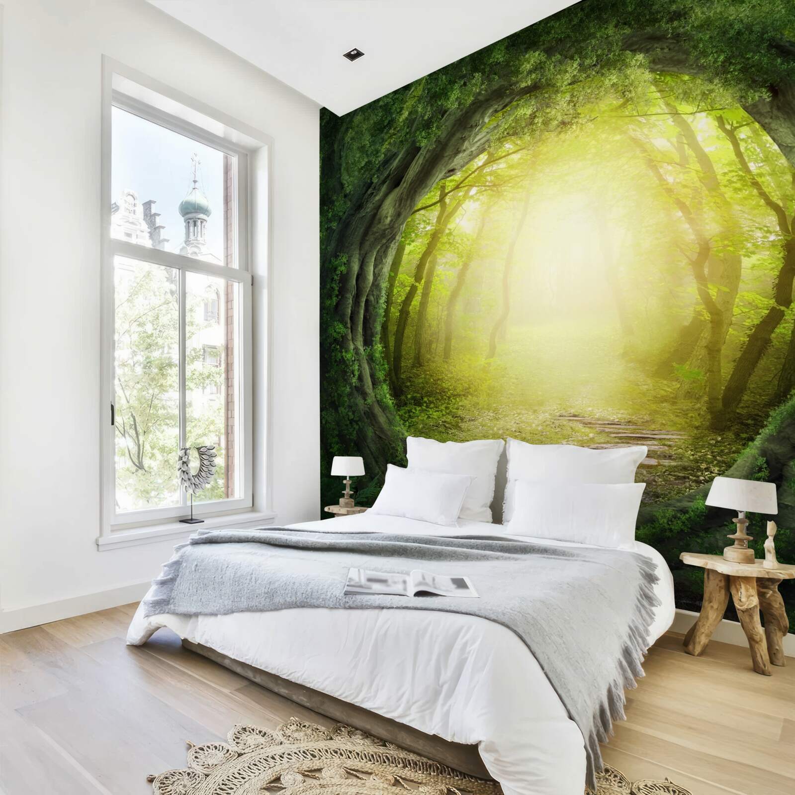 Фотошпалери пейзаж із зеленим лісом