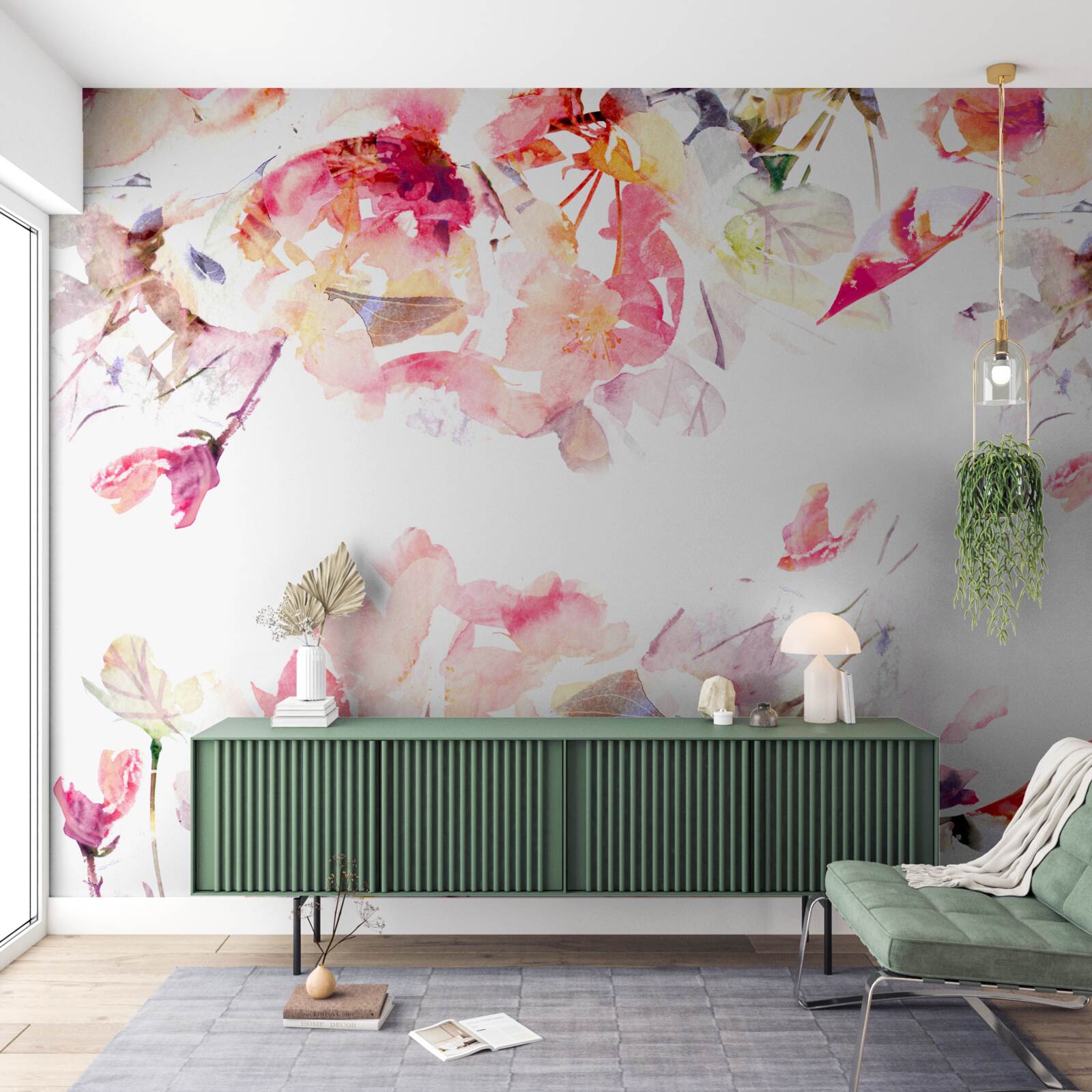 Фотошпалери малювання рожевих квітів