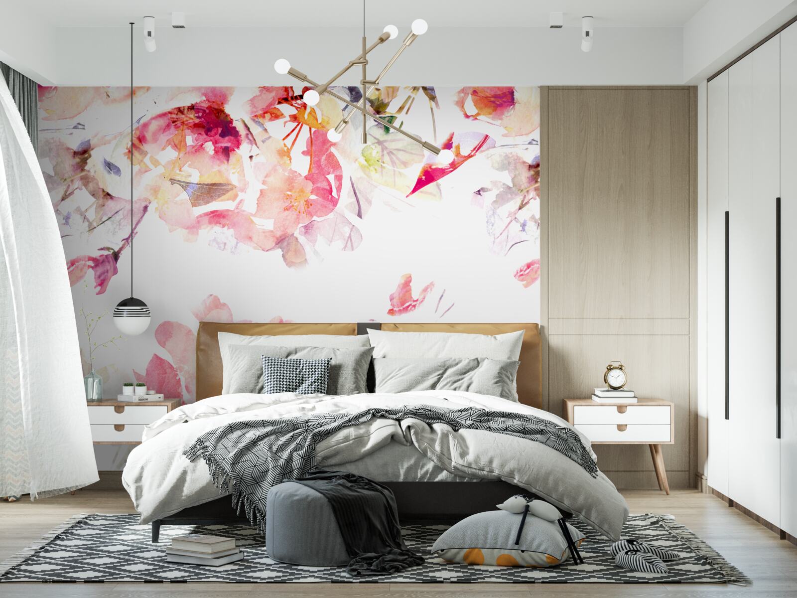 Фотошпалери малювання рожевих квітів