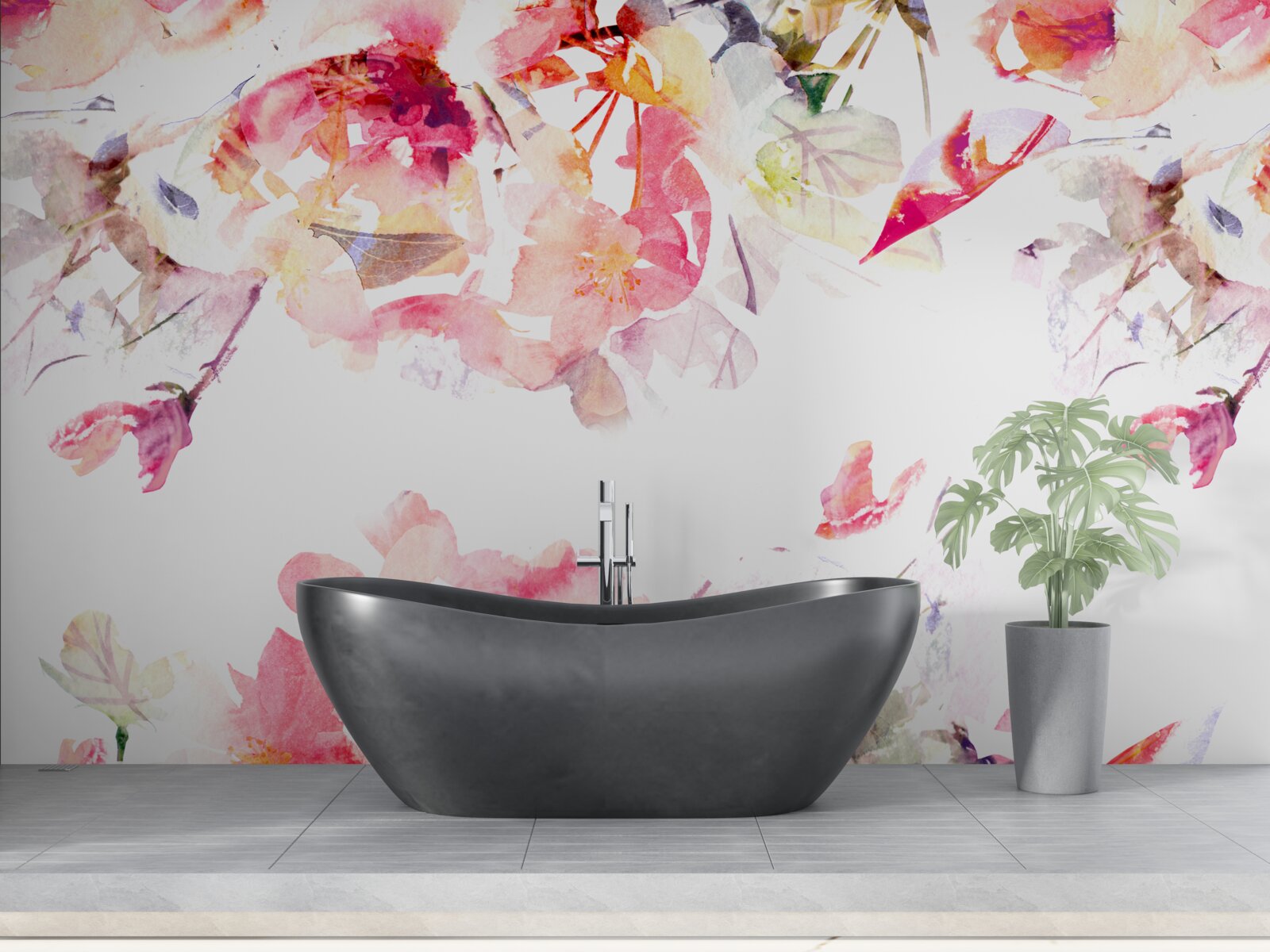 Фотошпалери малювання рожевих квітів