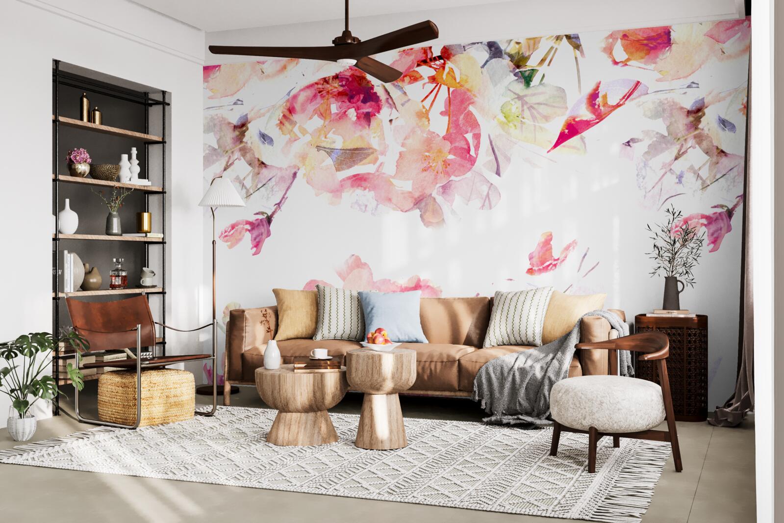 Фотошпалери малювання рожевих квітів