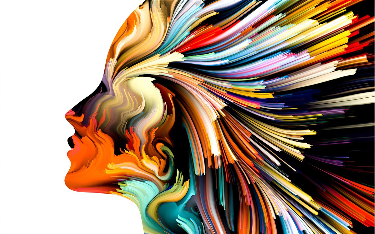 Фотошпалери обрис дівчини в насичених тонах