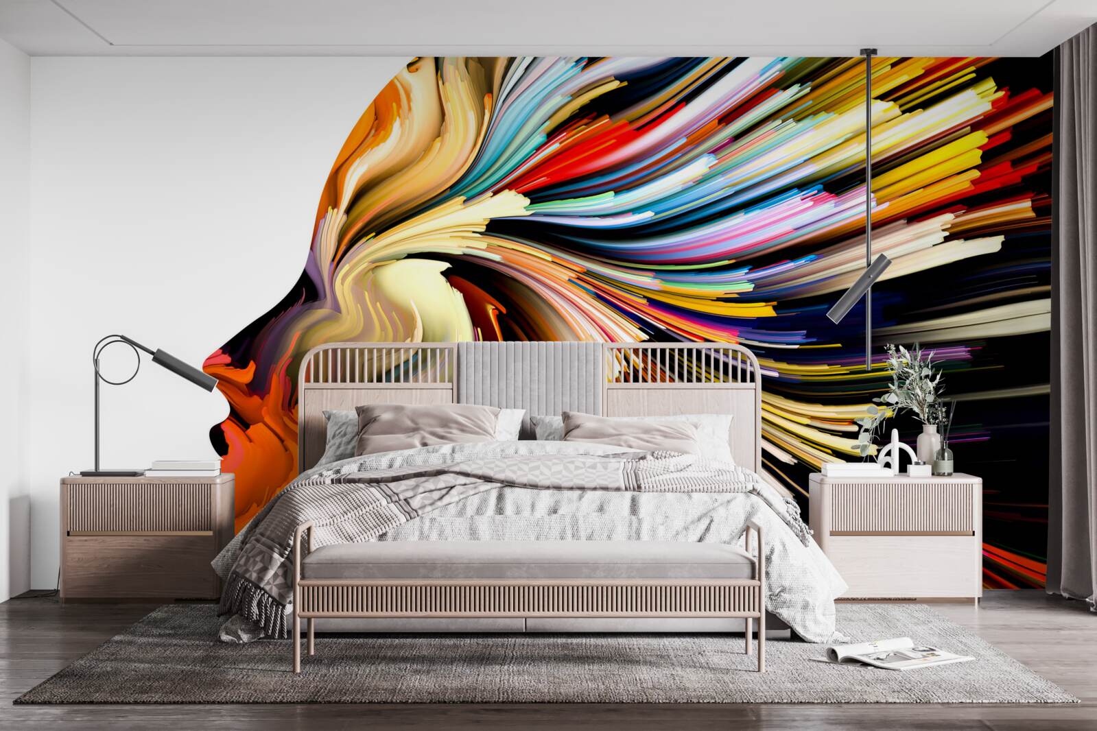 Фотошпалери обрис дівчини в насичених тонах