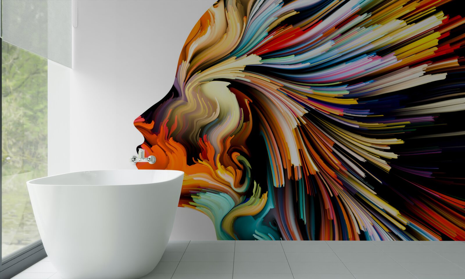 Фотошпалери обрис дівчини в насичених тонах