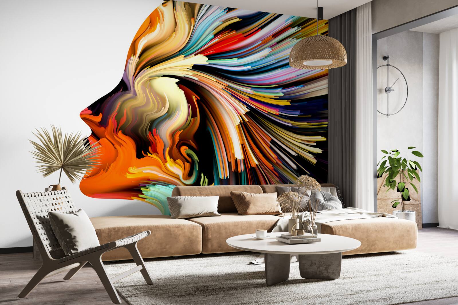 Фотошпалери обрис дівчини в насичених тонах