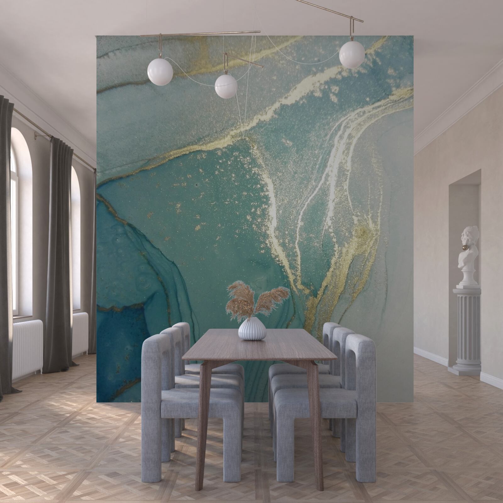 Фотошпалери золото з бірюзою