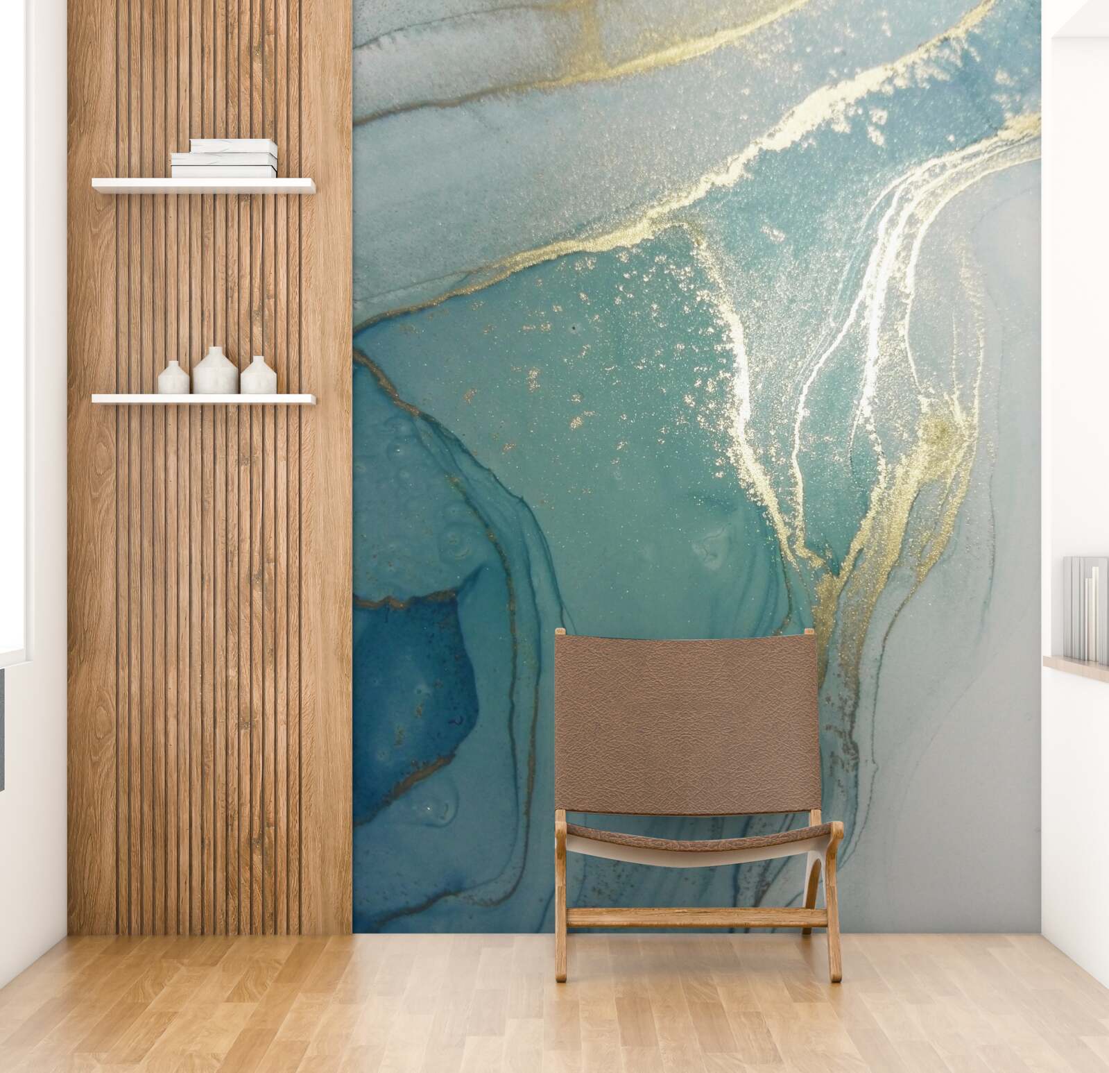 Фотошпалери золото з бірюзою